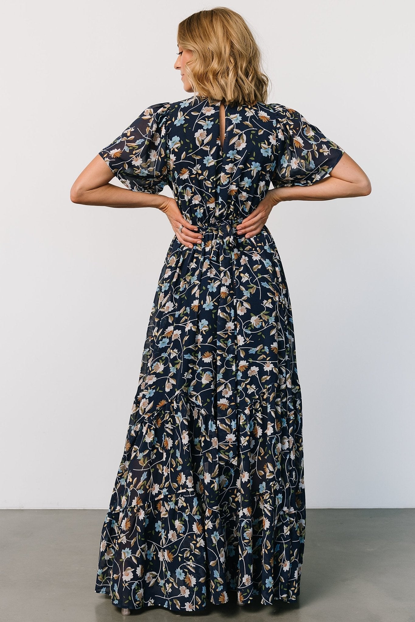 Katherine Maxi Dress | Dark Blue Floral - Baltic Born