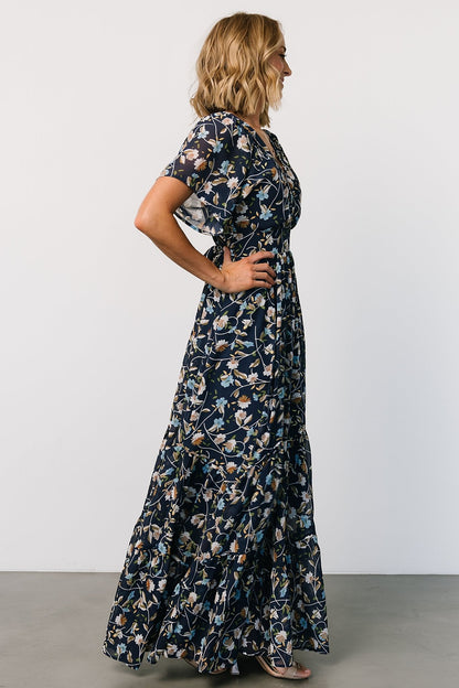 Katherine Maxi Dress | Dark Blue Floral - Baltic Born