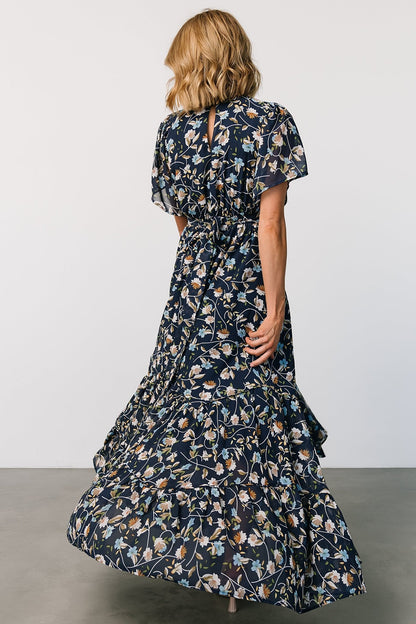 Katherine Maxi Dress | Dark Blue Floral - Baltic Born