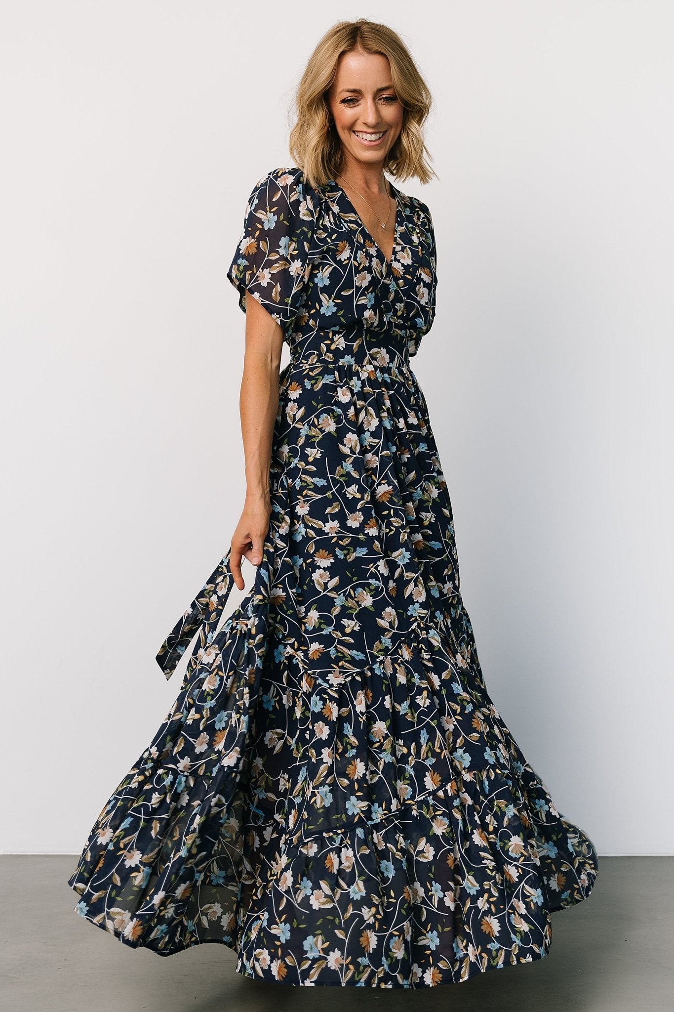 Katherine Maxi Dress | Dark Blue Floral - Baltic Born