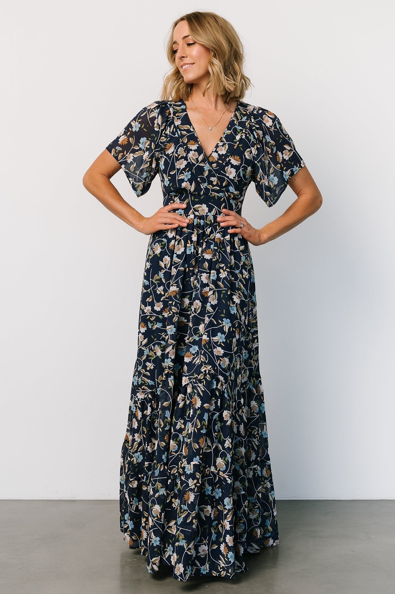 Katherine Maxi Dress | Dark Blue Floral - Baltic Born