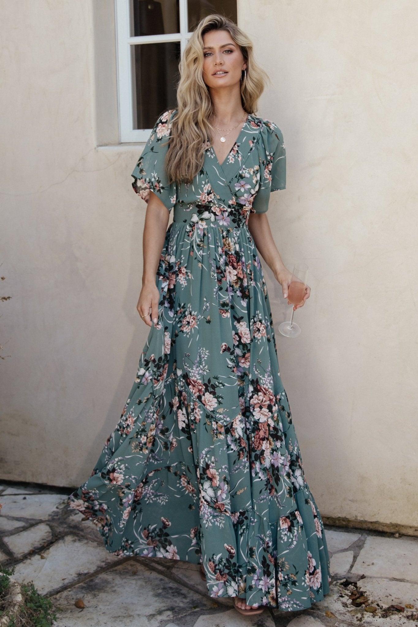 Katherine Maxi Dress | Dusty Green Floral - Baltic Born