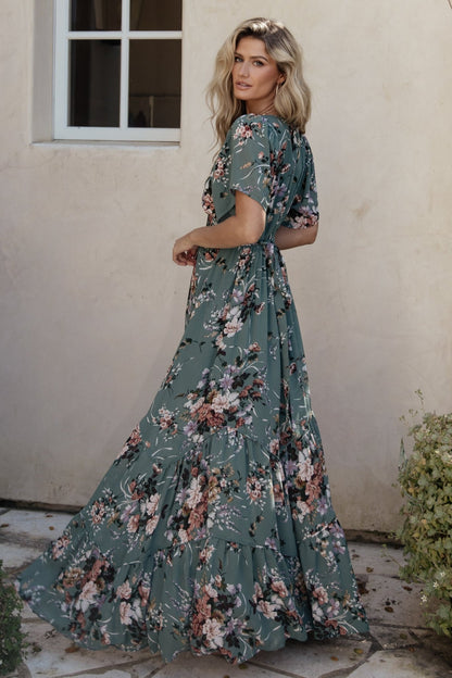 Katherine Maxi Dress | Dusty Green Floral - Baltic Born