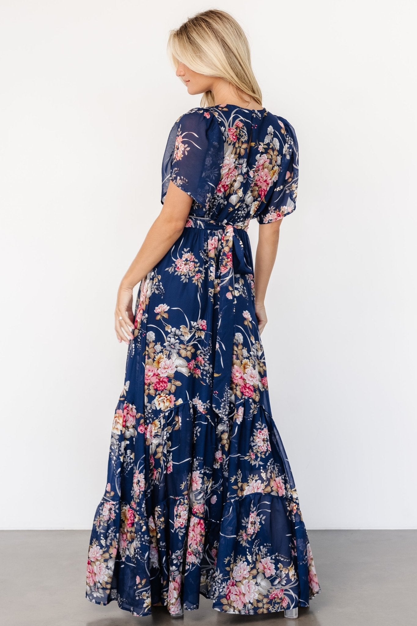 Katherine Maxi Dress | Navy + Pink Floral - Baltic Born