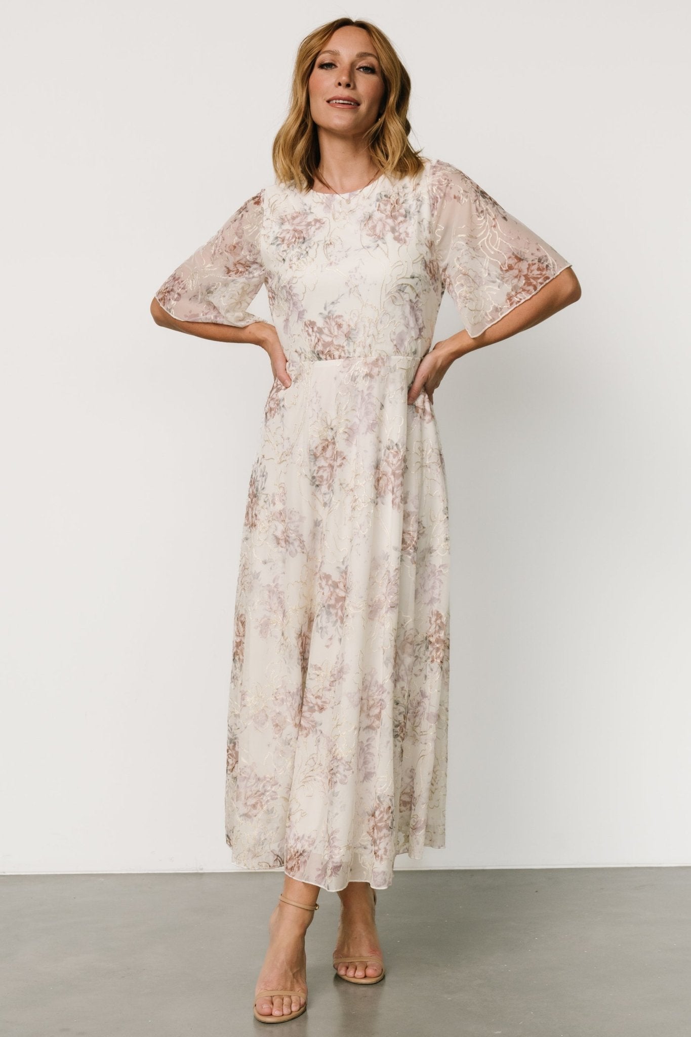 Kathreen Midi Dress | Ivory Floral - Baltic Born