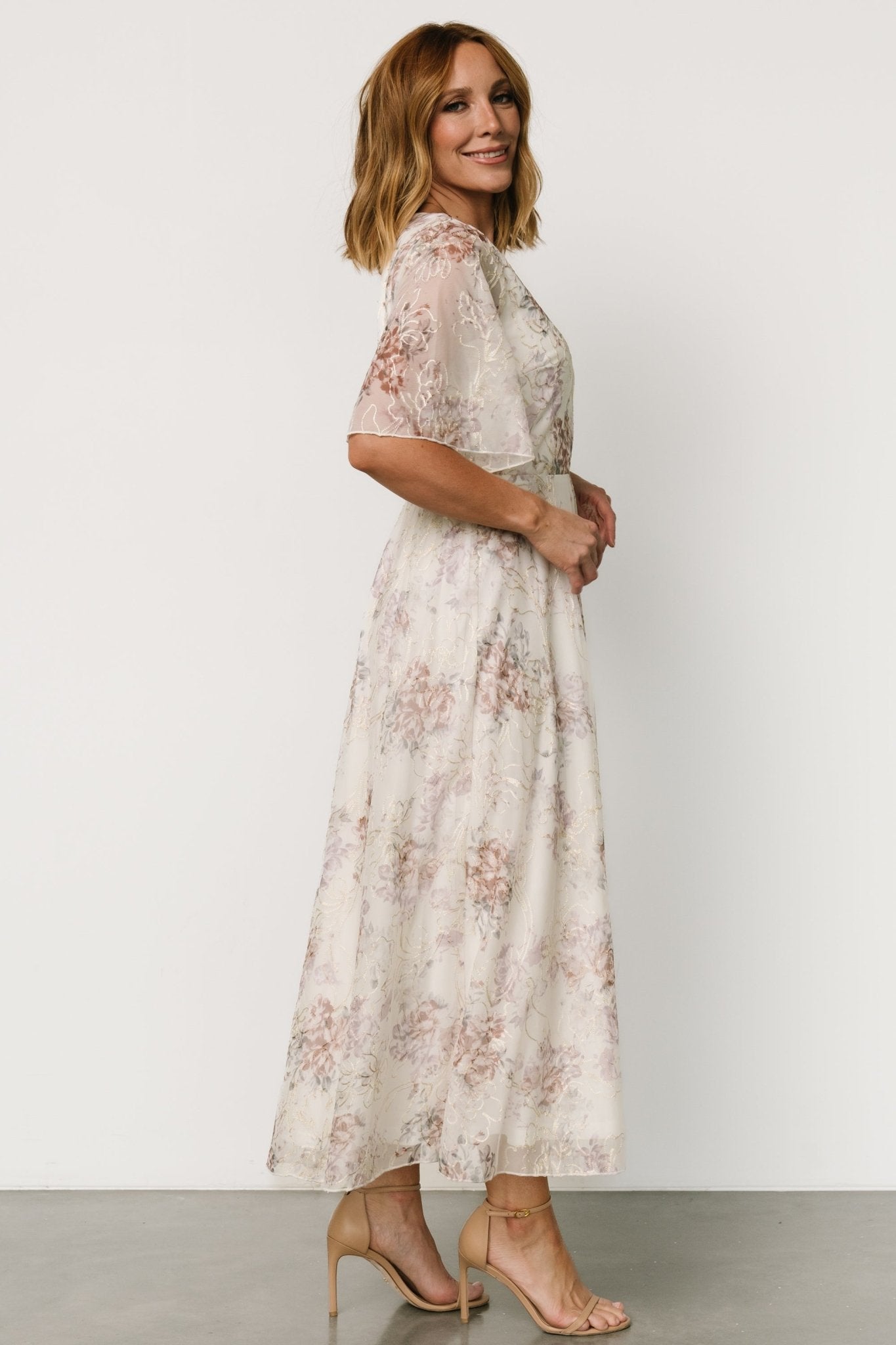 Kathreen Midi Dress | Ivory Floral - Baltic Born