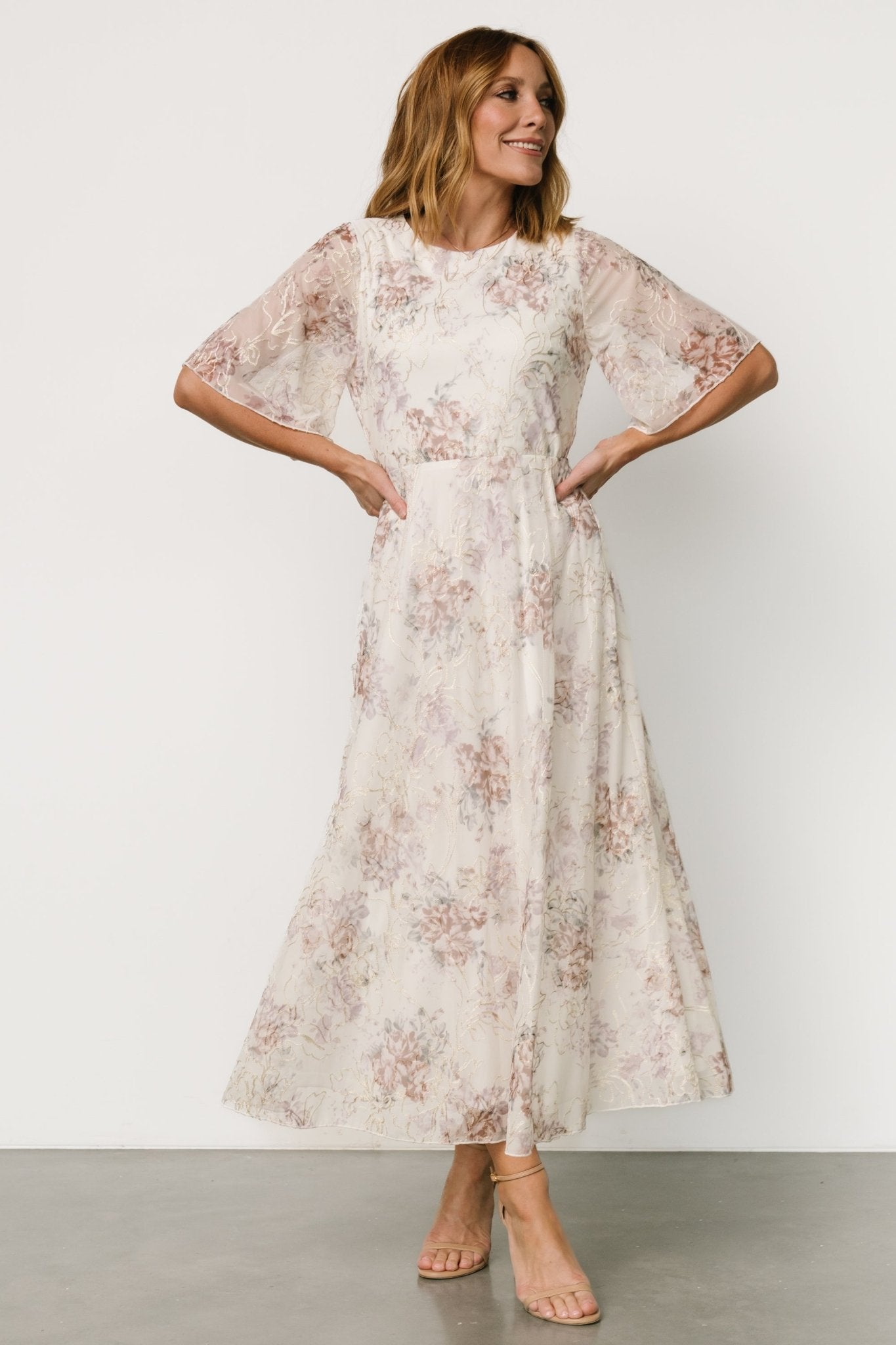 Kathreen Midi Dress | Ivory Floral - Baltic Born