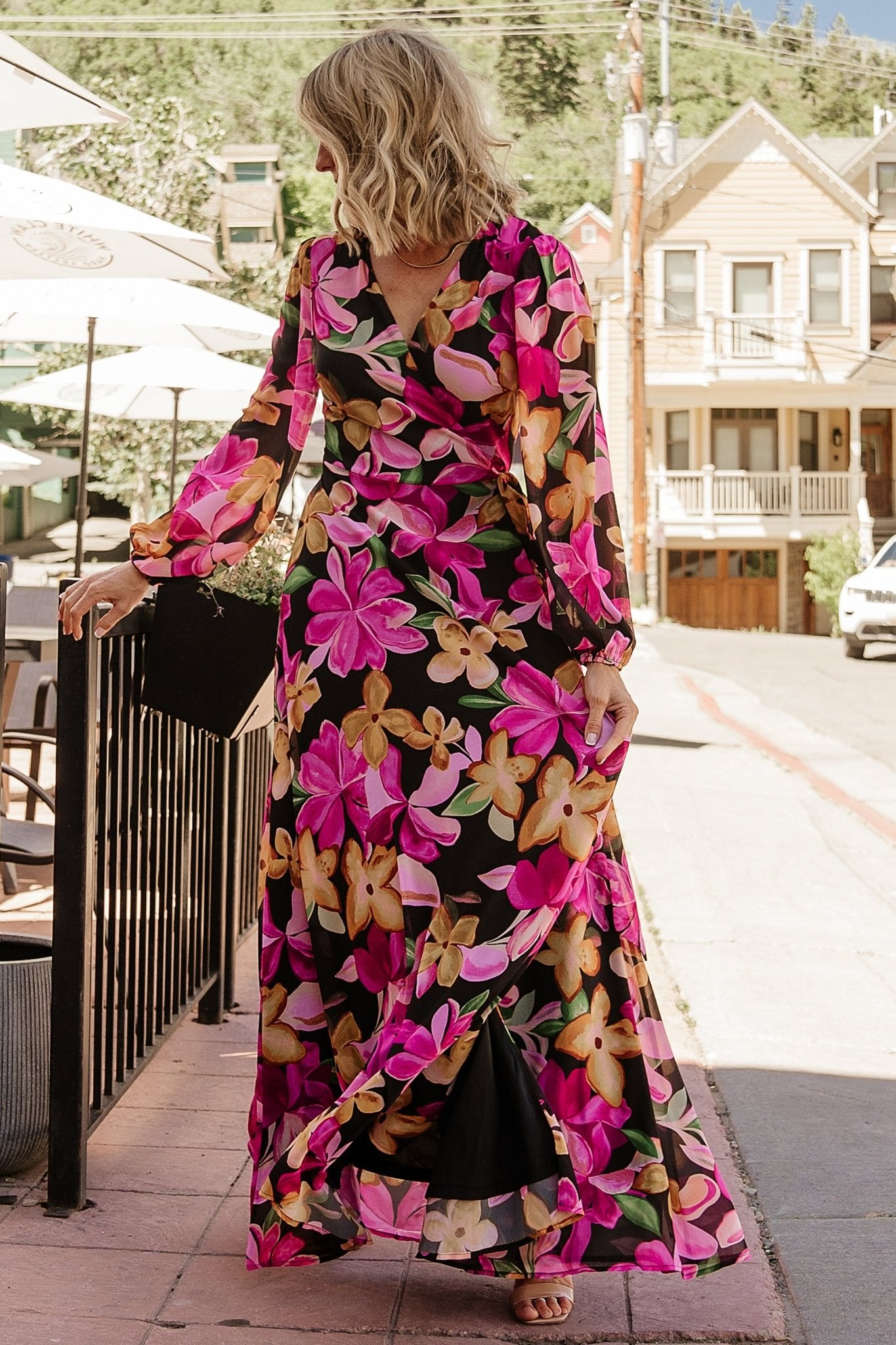 Katinka Wrap Maxi Dress | Black Multi Floral - Baltic Born