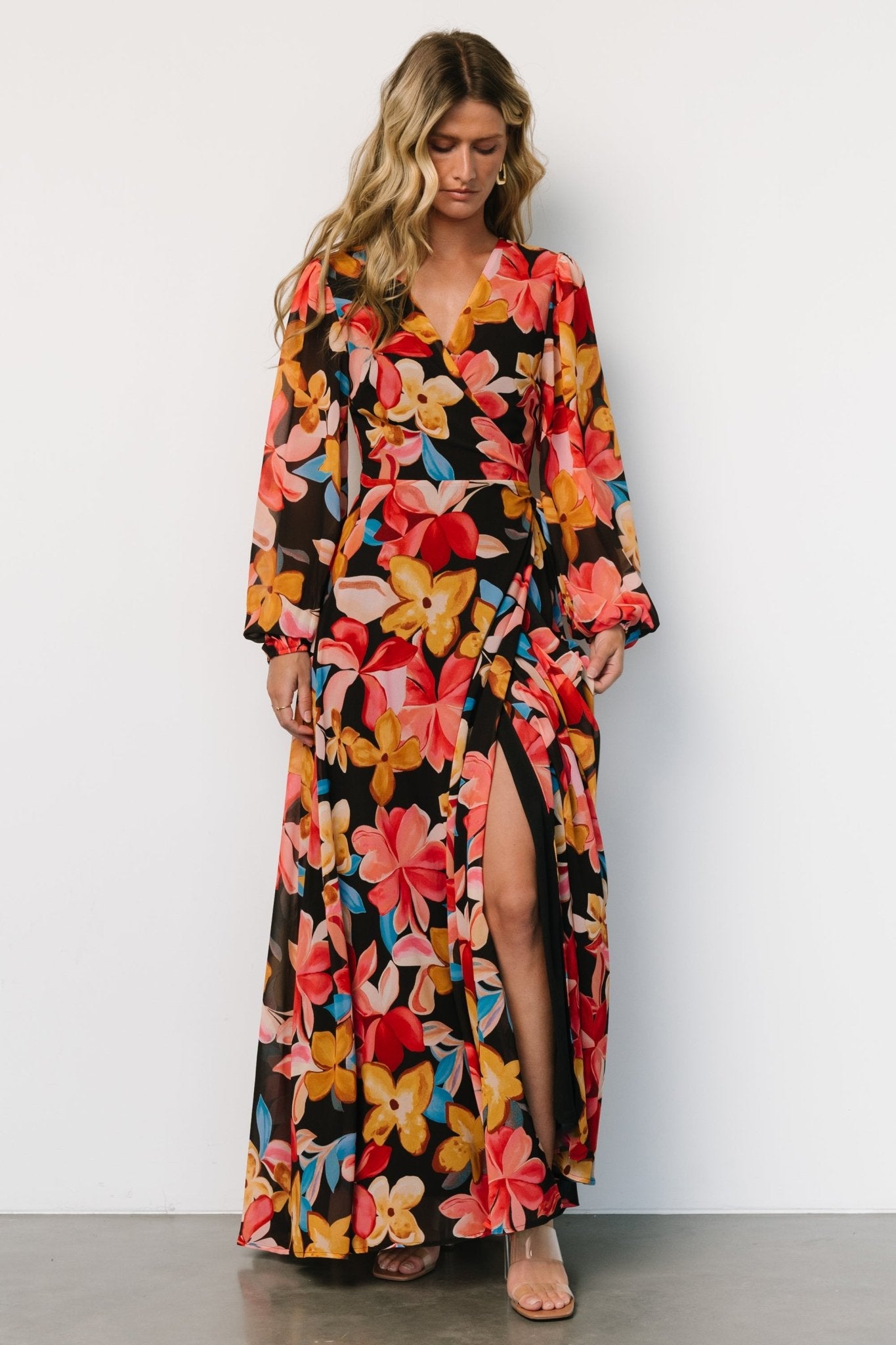 Katinka Wrap Maxi Dress | Tropical Night Floral - Baltic Born