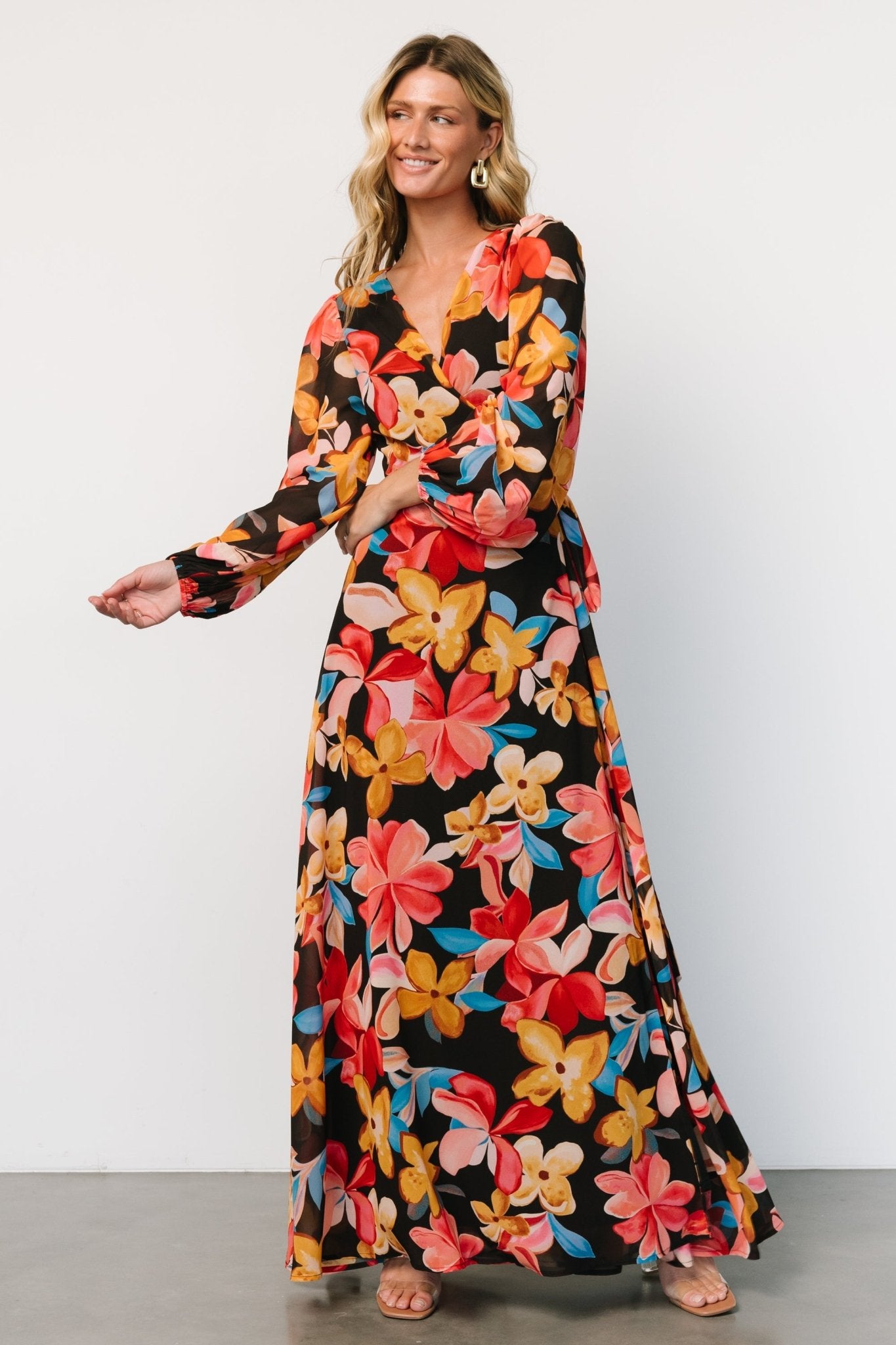 Katinka Wrap Maxi Dress | Tropical Night Floral - Baltic Born