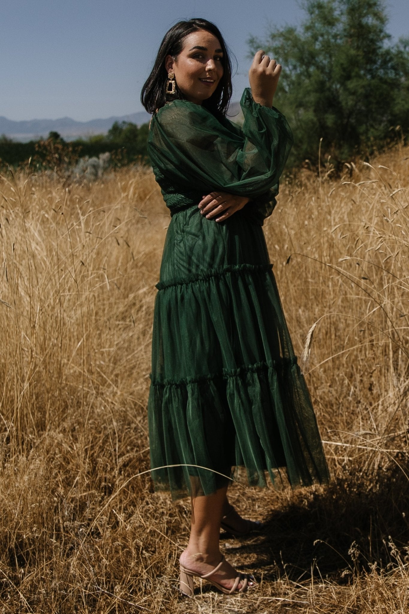 Katrina Tulle Maxi Dress | Dark Green - Baltic Born