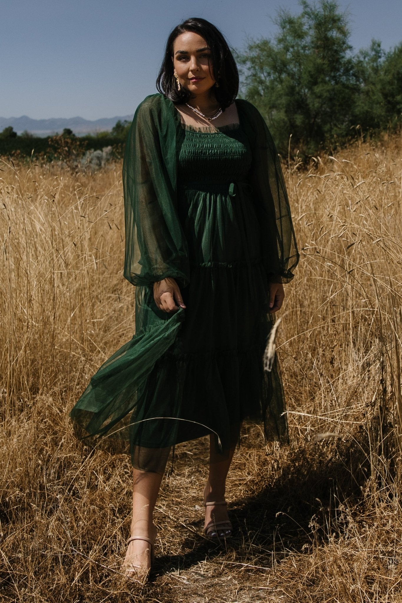 Katrina Tulle Maxi Dress | Dark Green - Baltic Born