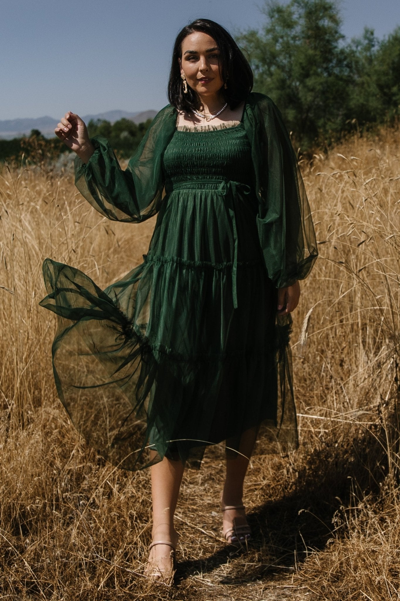 Katrina Tulle Maxi Dress | Dark Green - Baltic Born