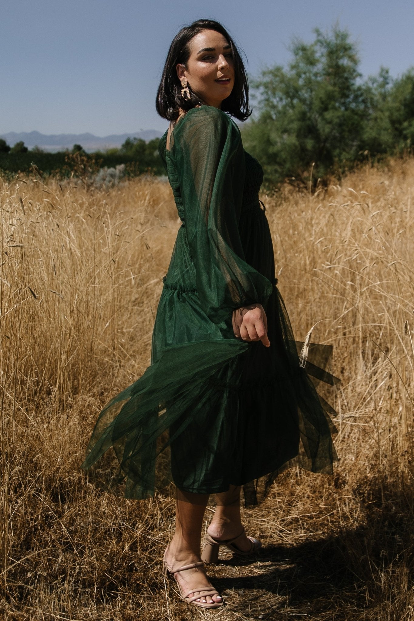 Katrina Tulle Maxi Dress | Dark Green - Baltic Born