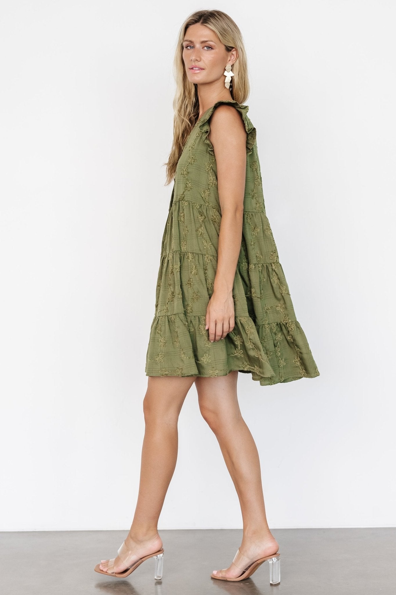 Kayla Button Up Short Dress | Olive - Baltic Born