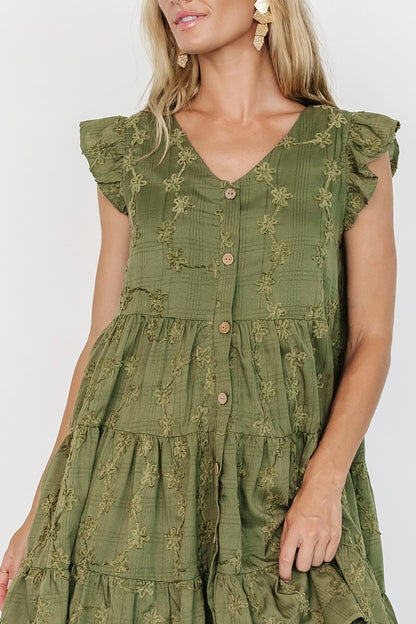 Kayla Button Up Short Dress | Olive - Baltic Born