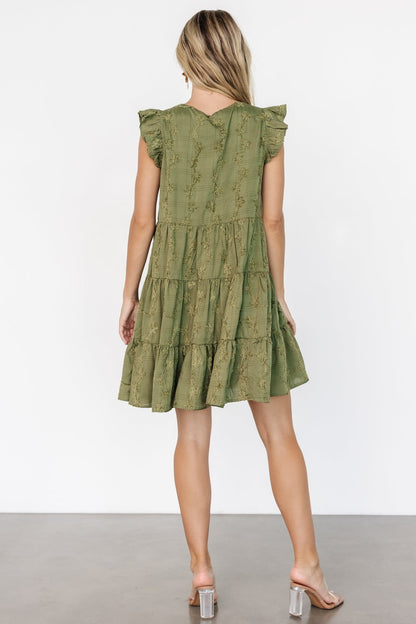 Kayla Button Up Short Dress | Olive - Baltic Born