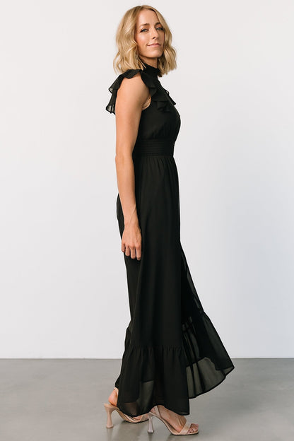 Kearny Ruffle Maxi Dress | Black - Baltic Born