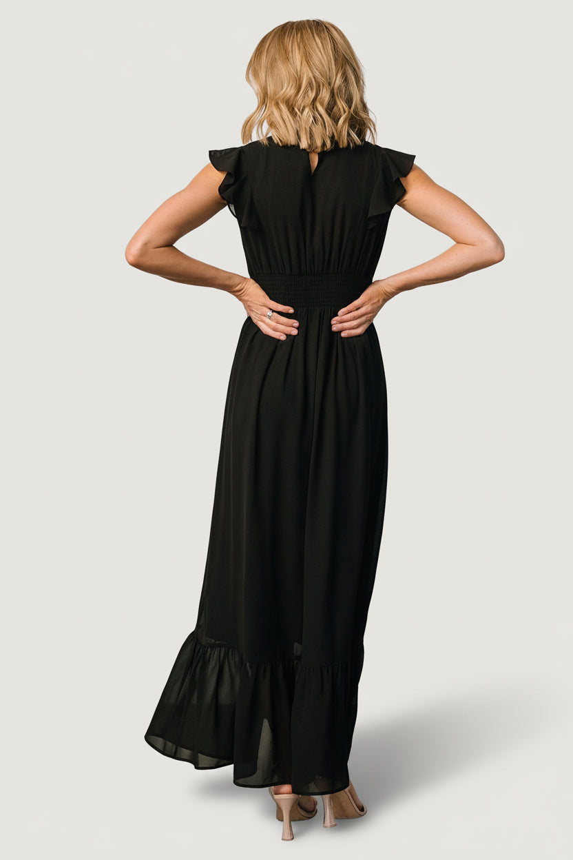 Baltic Born Womens Kearny Ruffle Maxi Dress | Black | Size: XL Baltic Born Womens Kearny Ruffle Maxi Dress | Black | Size: XL