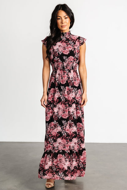 Kearny Ruffle Maxi Dress | Black + Mauve - Baltic Born