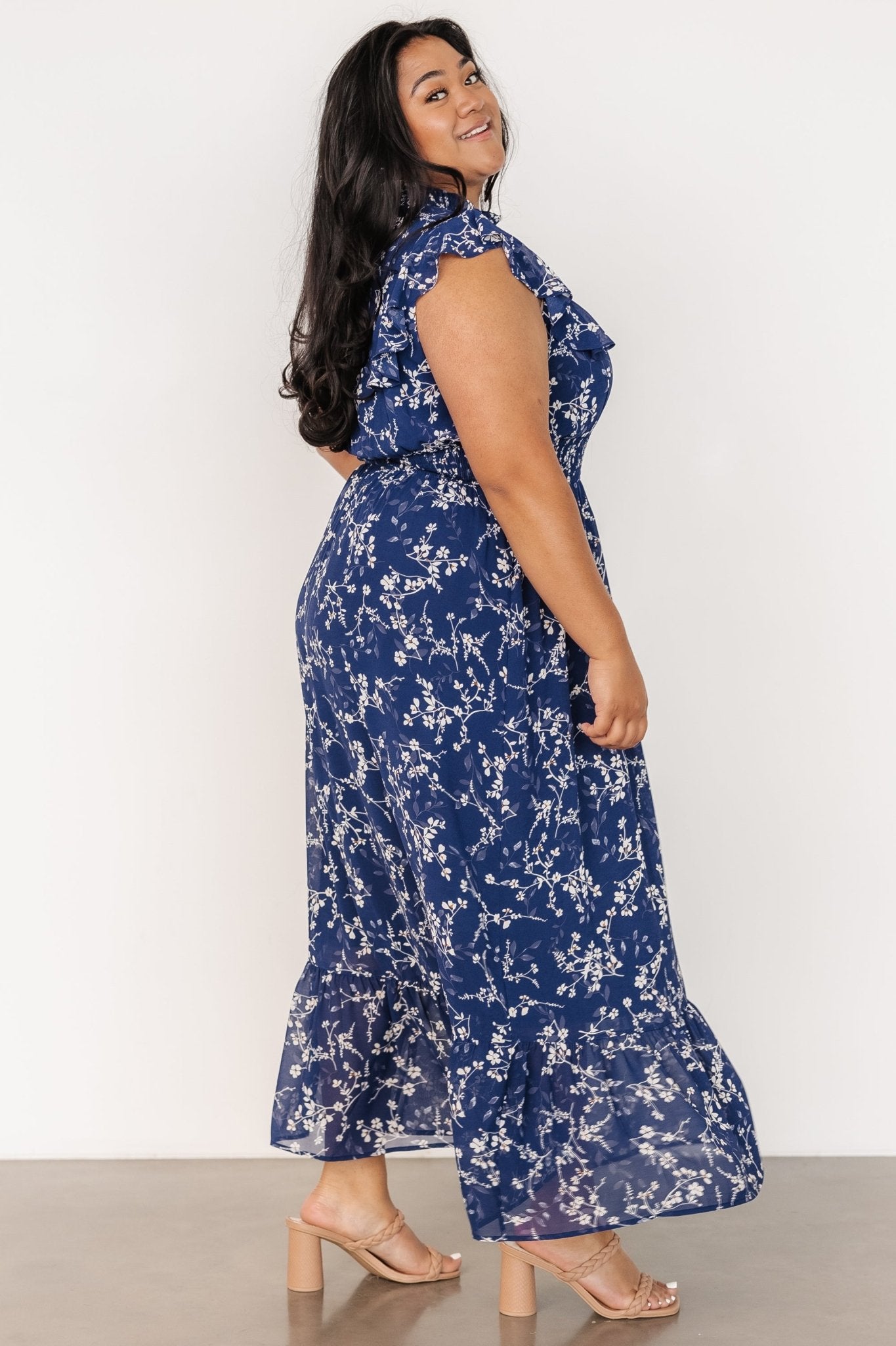 Kearny Ruffle Maxi Dress | Blue Floral - Baltic Born