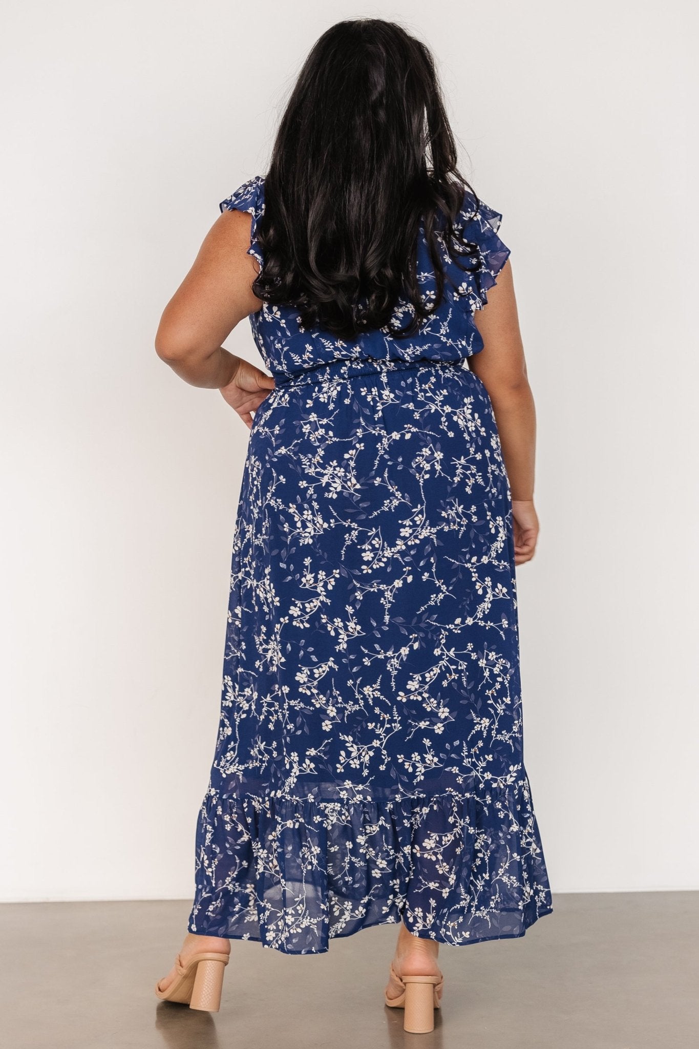 Kearny Ruffle Maxi Dress | Blue Floral - Baltic Born