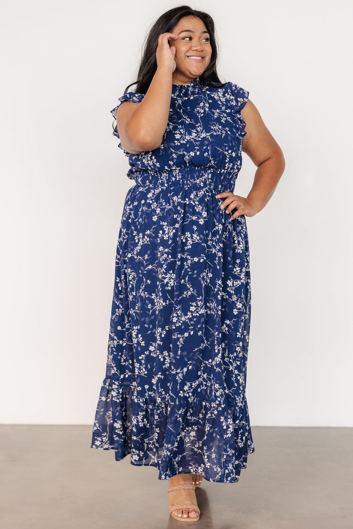 Kearny Ruffle Maxi Dress | Blue Floral - Baltic Born