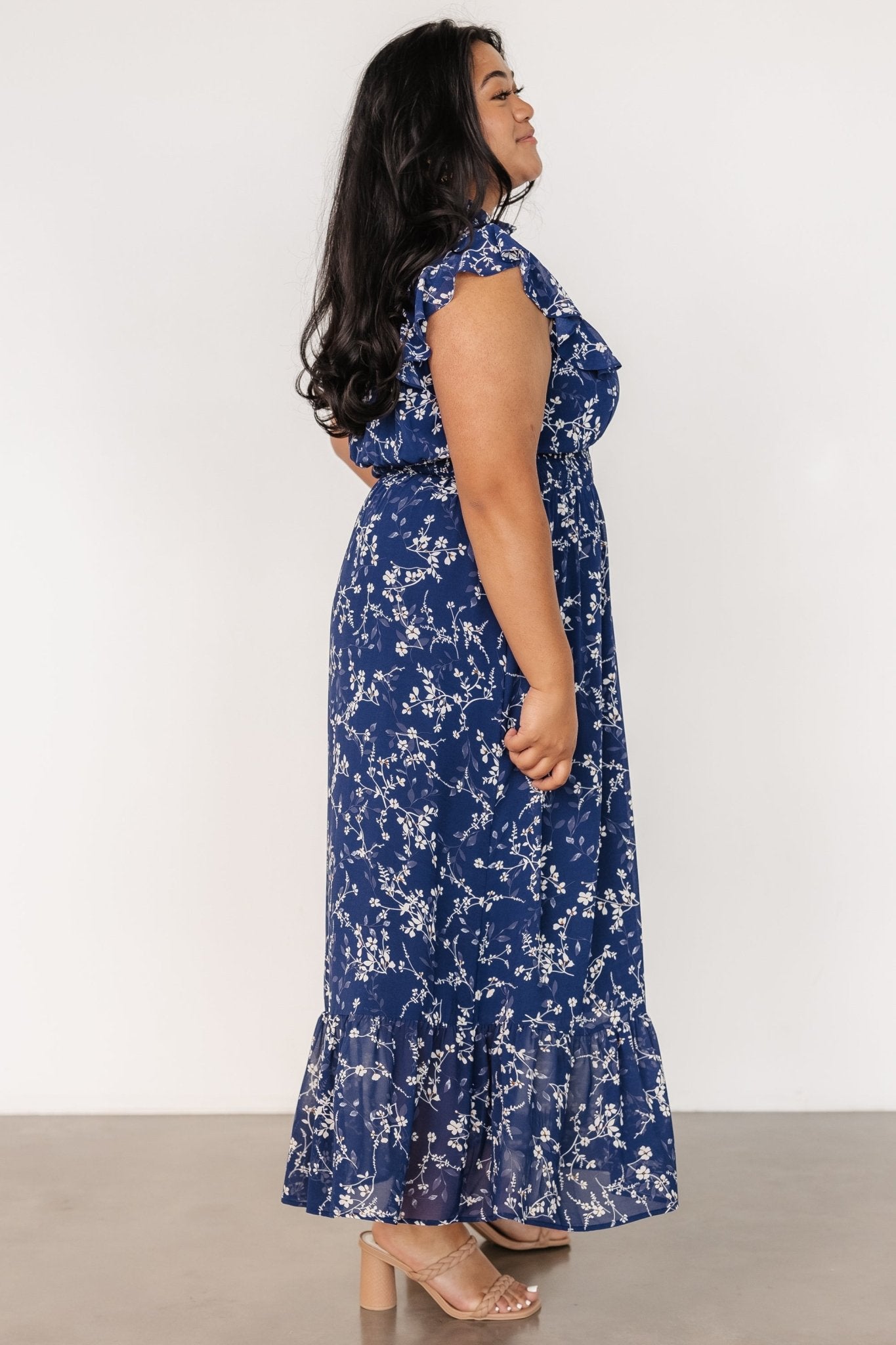 Kearny Ruffle Maxi Dress | Blue Floral - Baltic Born