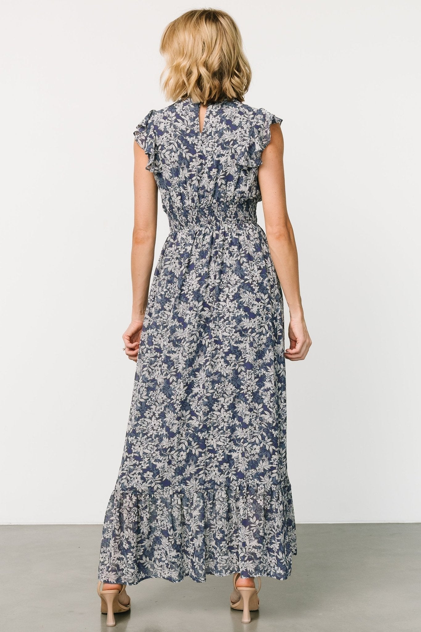 Kearny Ruffle Maxi Dress | Slate Print - Baltic Born