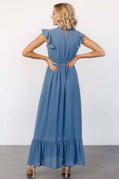 Kearny Ruffle Maxi Dress | Whisper Blue - Baltic Born