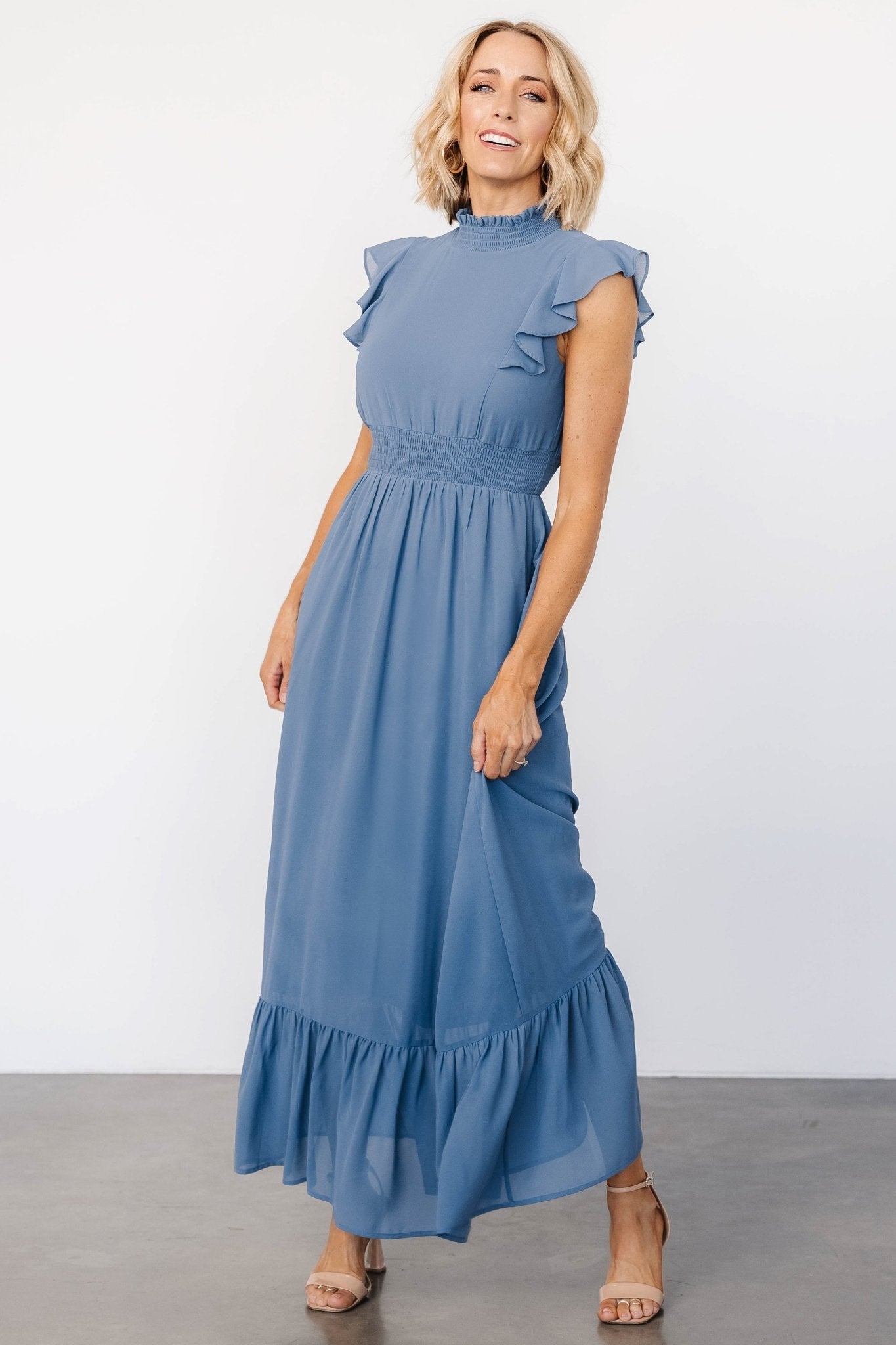 Kearny Ruffle Maxi Dress | Whisper Blue - Baltic Born