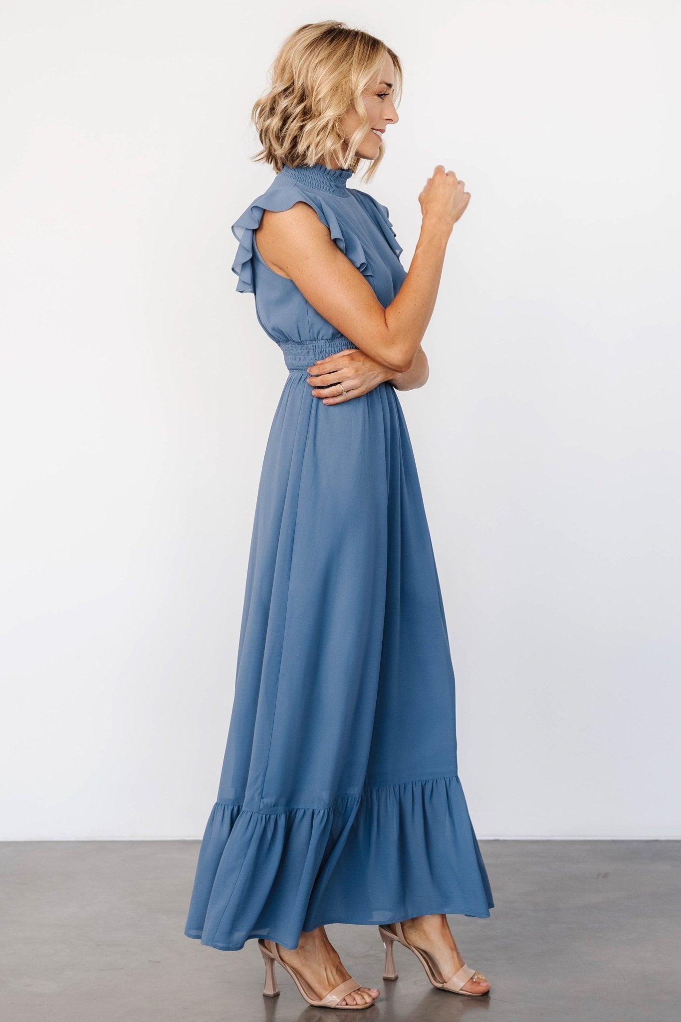 Kearny Ruffle Maxi Dress | Whisper Blue - Baltic Born