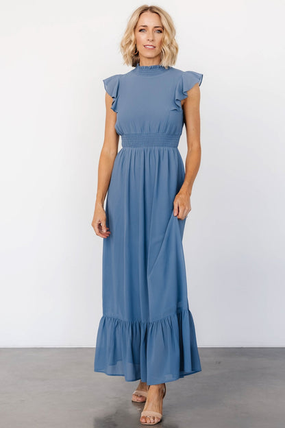 Kearny Ruffle Maxi Dress | Whisper Blue - Baltic Born