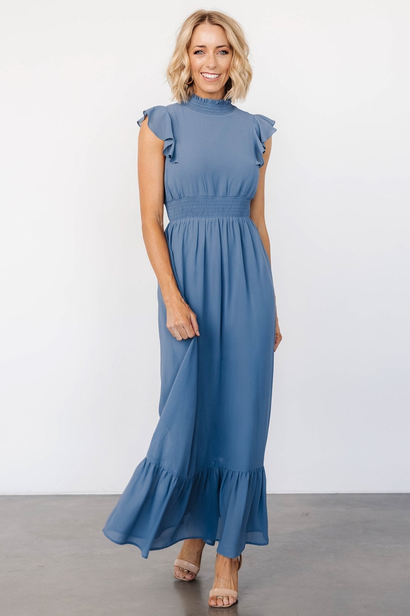 Kearny Ruffle Maxi Dress | Whisper Blue - Baltic Born