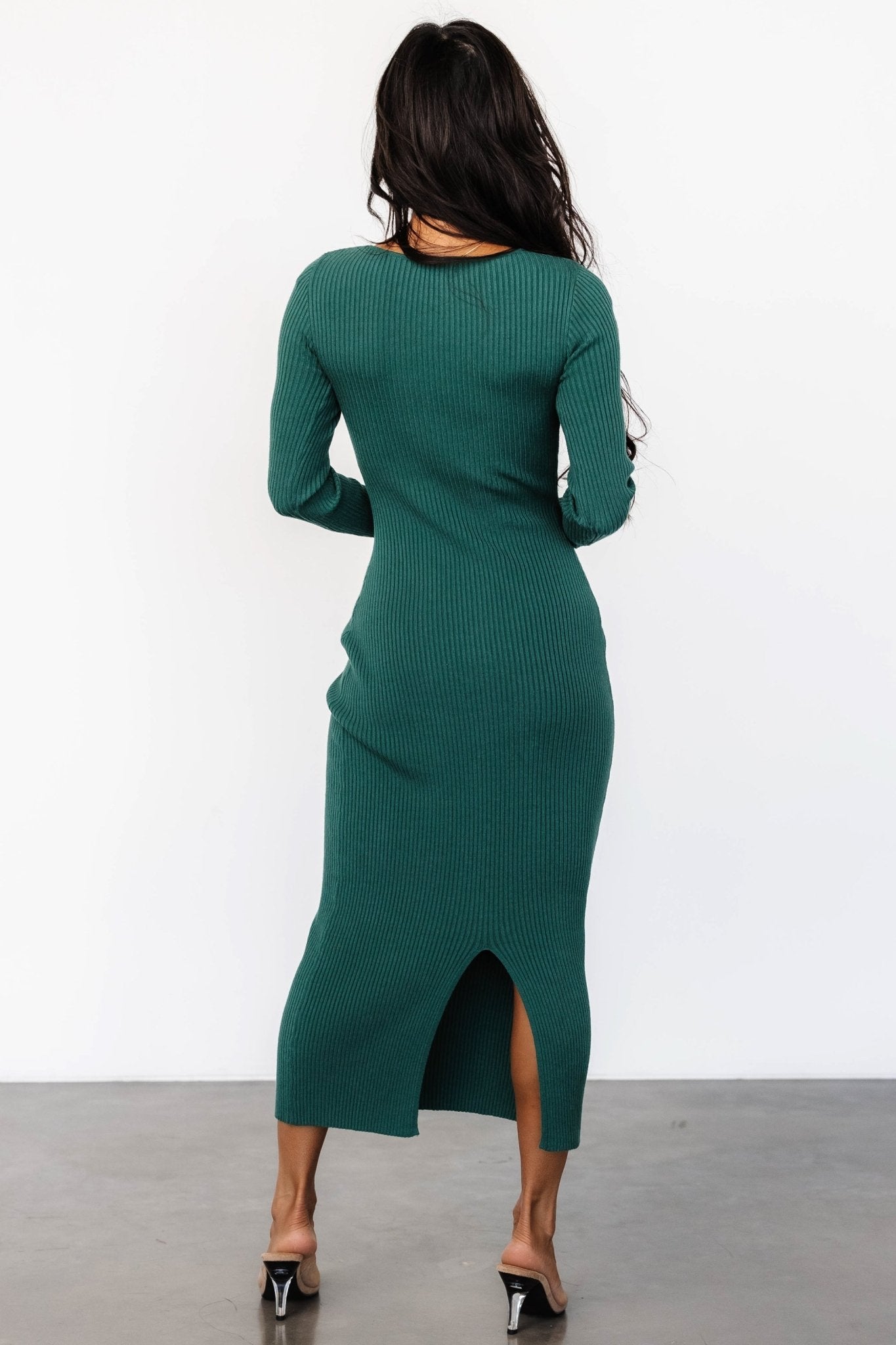 Kendall Ribbed Midi Dress | Green - Baltic Born