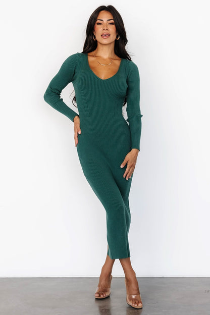 Kendall Ribbed Midi Dress | Green - Baltic Born