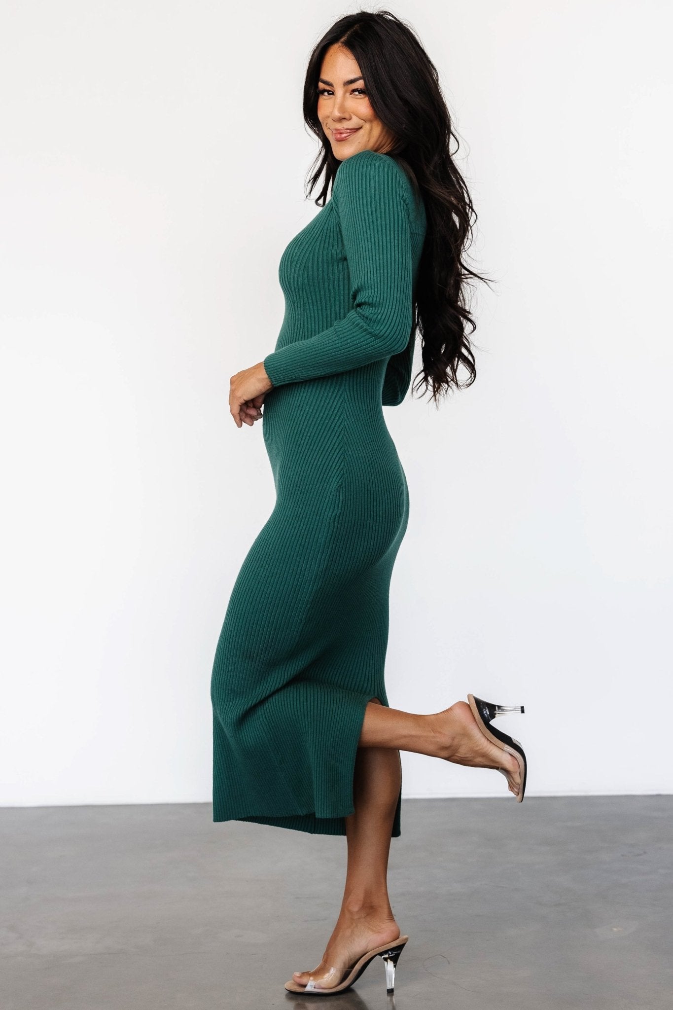 Kendall Ribbed Midi Dress | Green - Baltic Born