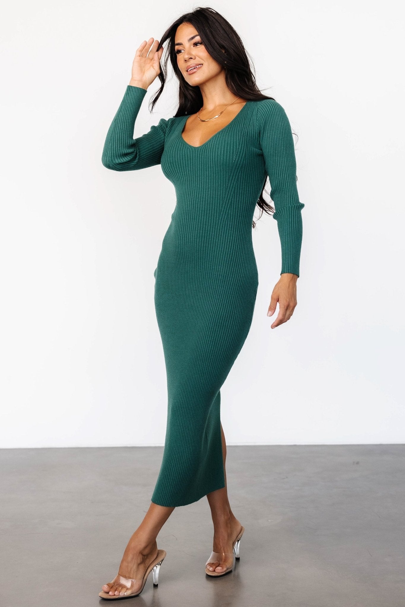 Kendall Ribbed Midi Dress | Green - Baltic Born