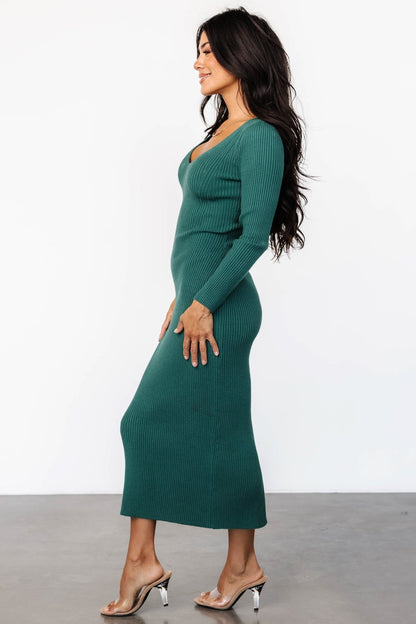 Kendall Ribbed Midi Dress | Green - Baltic Born