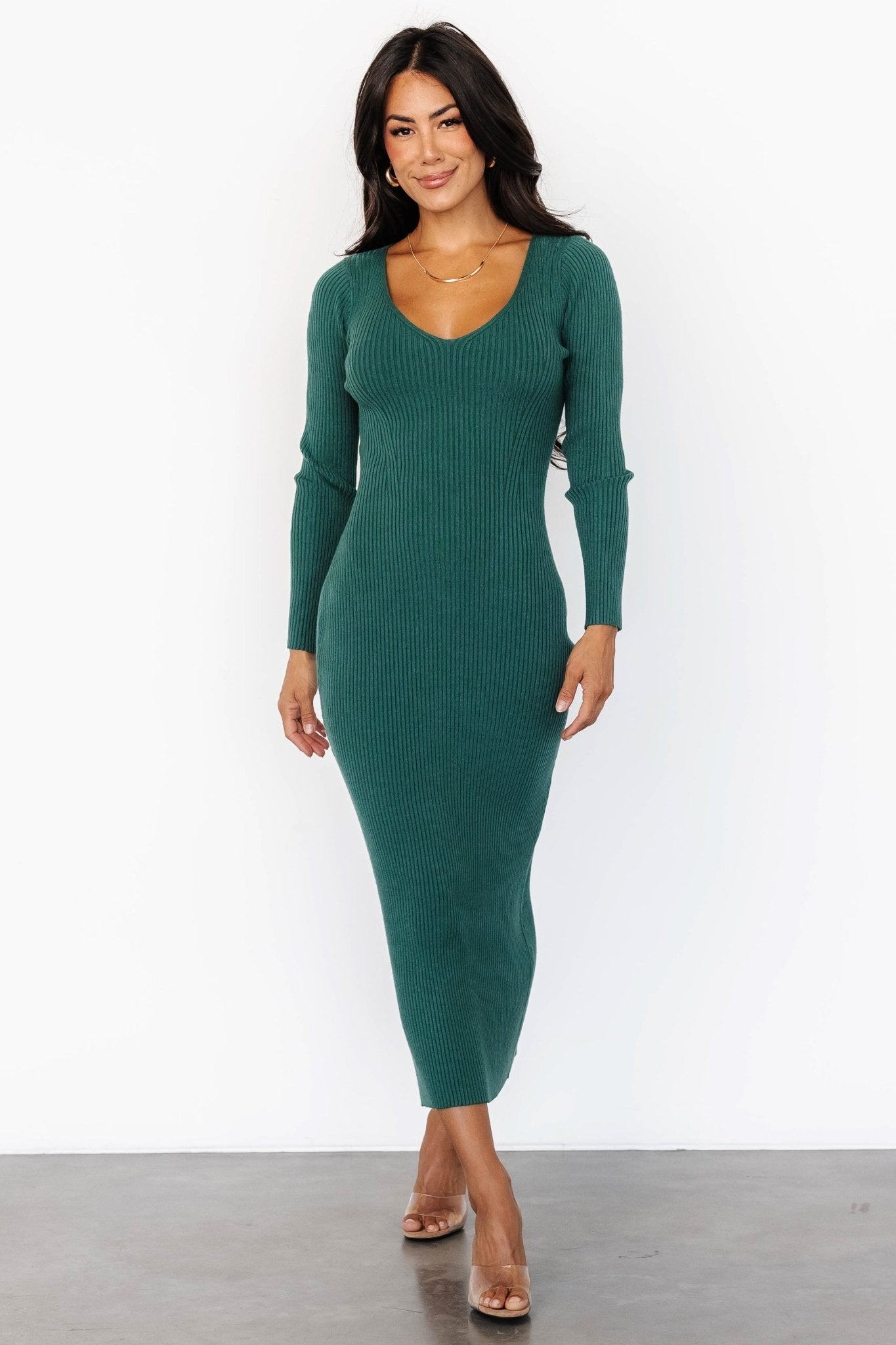 Kendall Ribbed Midi Dress | Green - Baltic Born