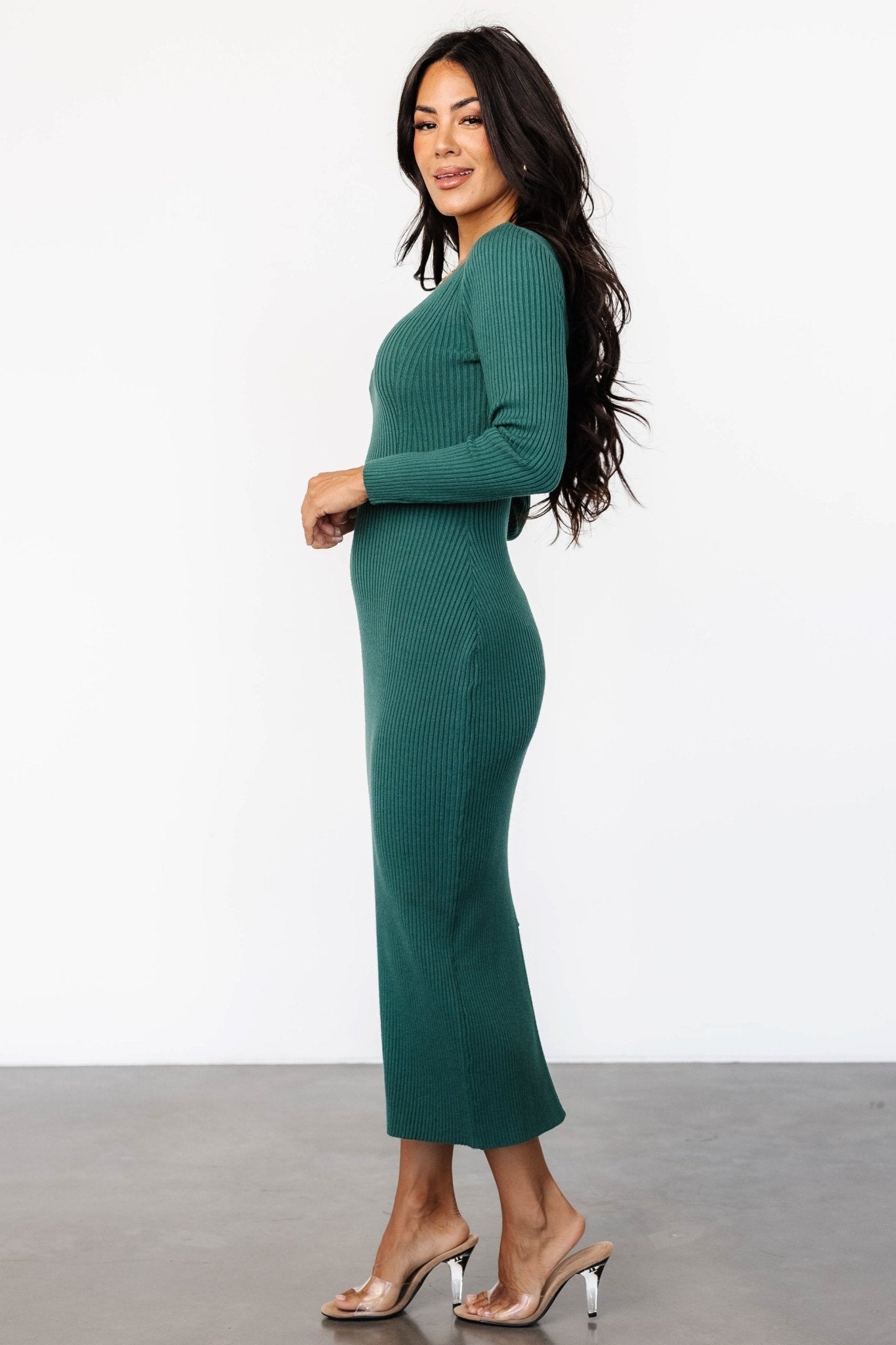 Kendall Ribbed Midi Dress | Green - Baltic Born