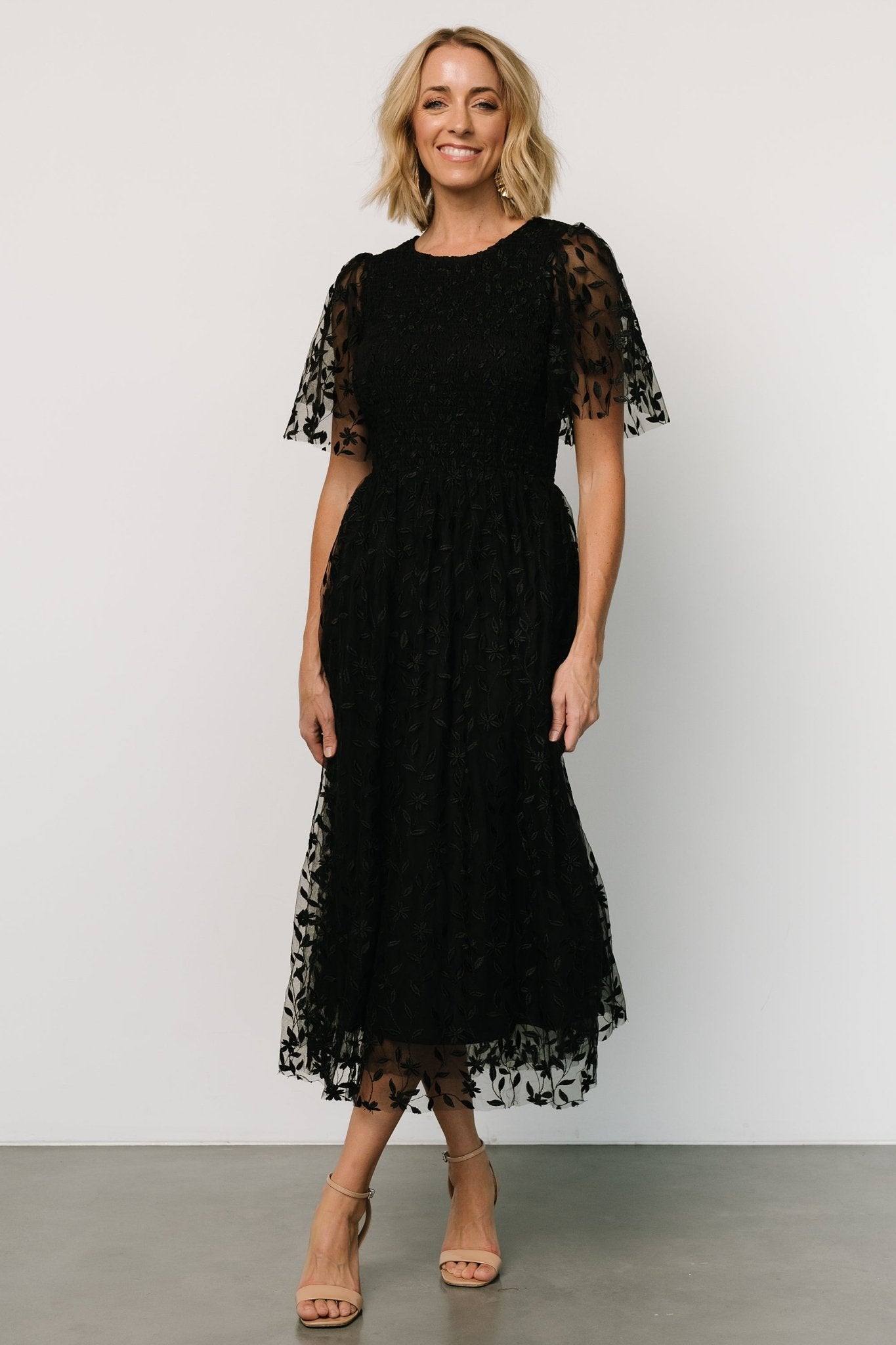 Kendra Embroidered Dress | Black - Baltic Born