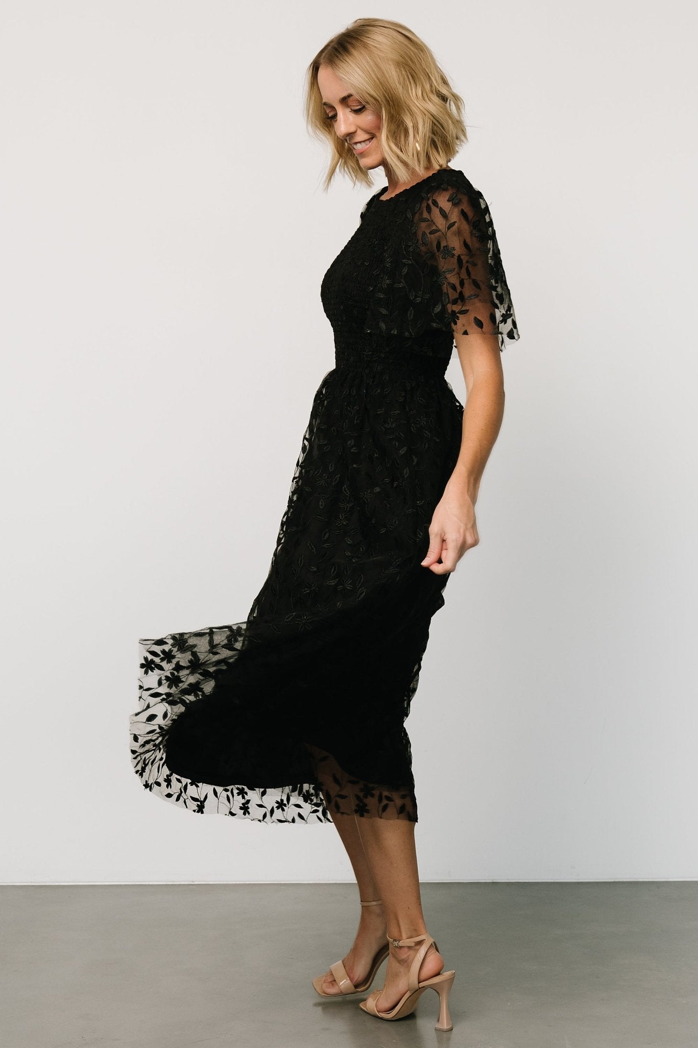 Kendra Embroidered Dress | Black - Baltic Born