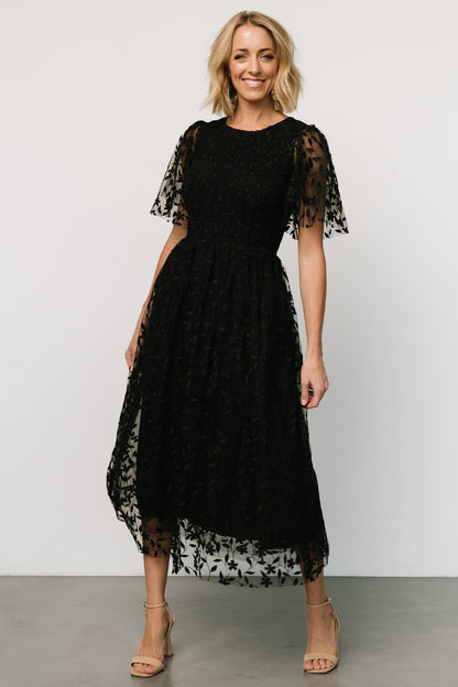 Kendra Embroidered Dress | Black - Baltic Born