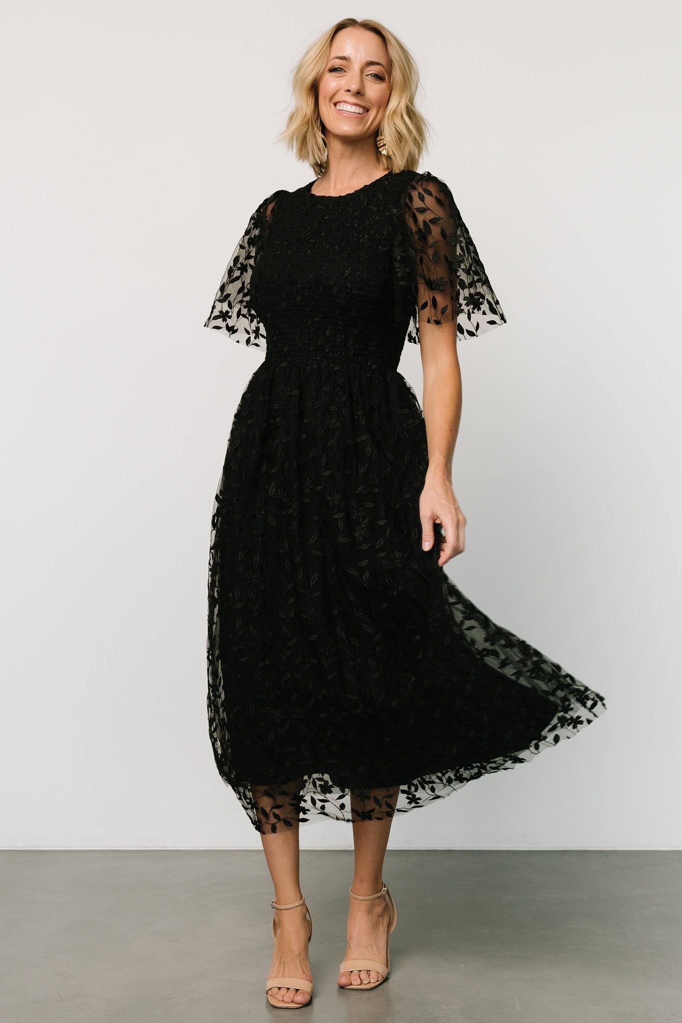 Kendra Embroidered Dress | Black - Baltic Born