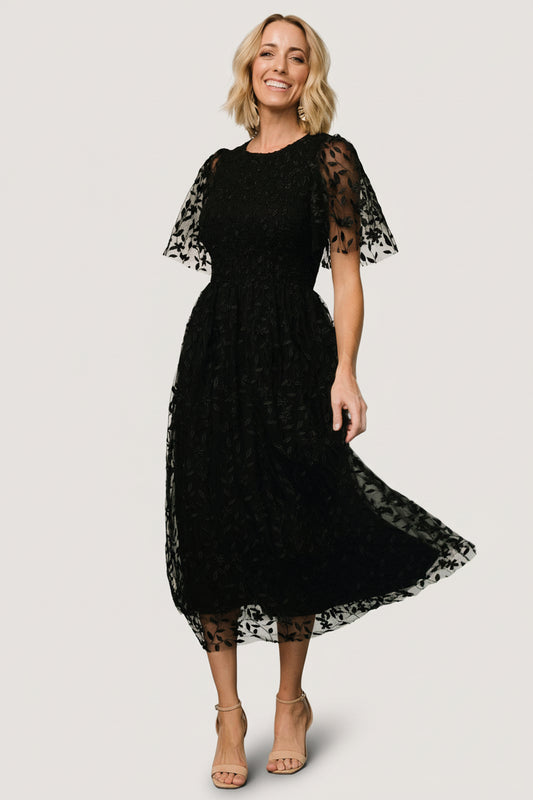 Kendra Embroidered Dress | Black