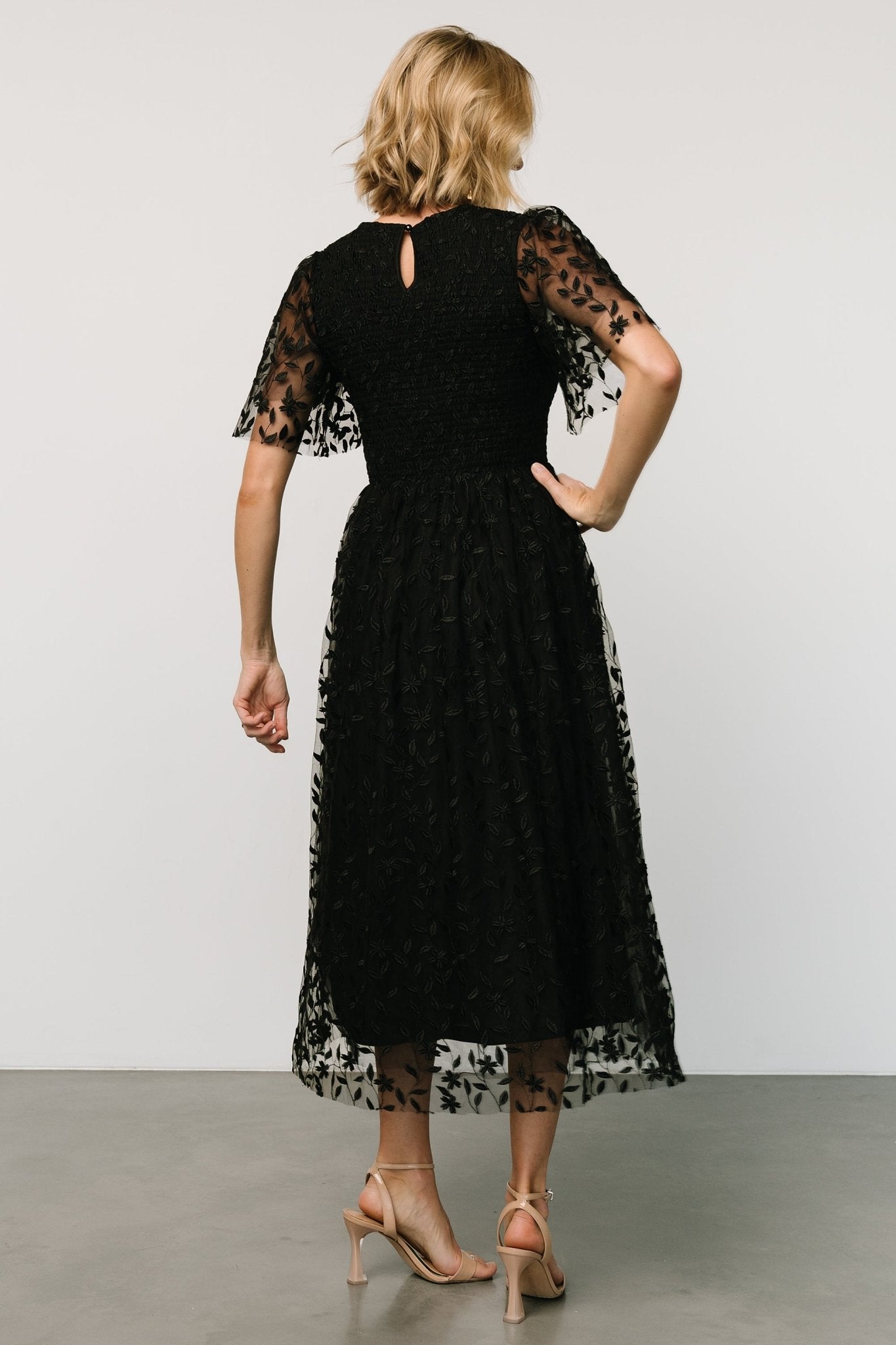 Kendra Embroidered Dress | Black - Baltic Born