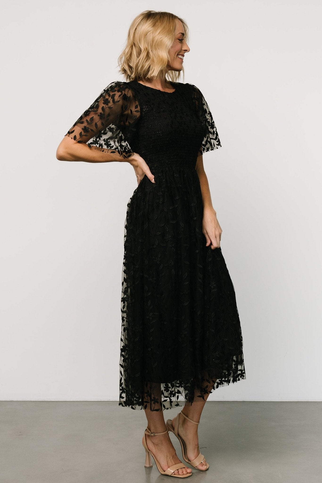 Kendra Embroidered Dress | Black - Baltic Born