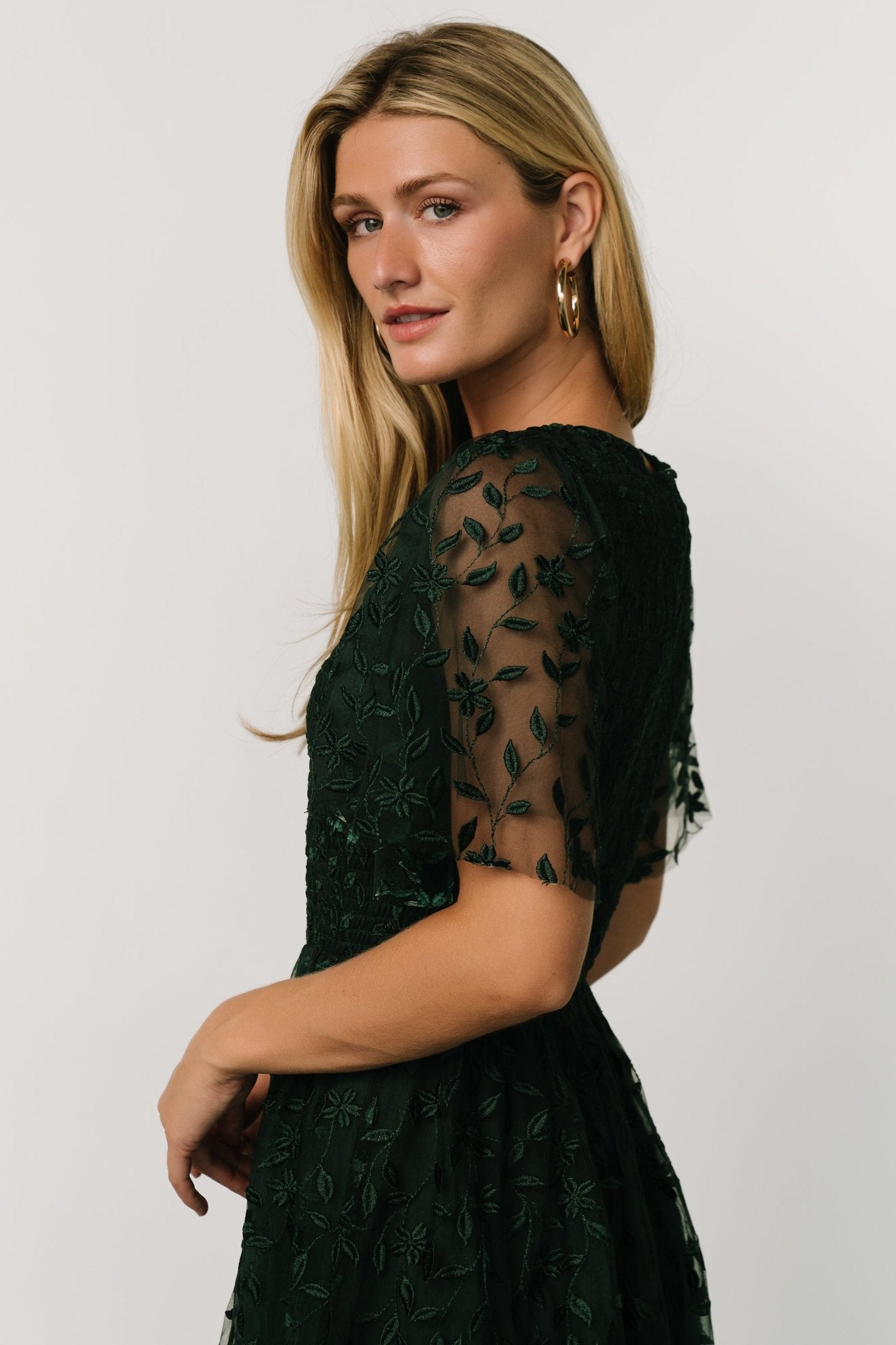 Kendra Embroidered Dress | Dark Green - Baltic Born