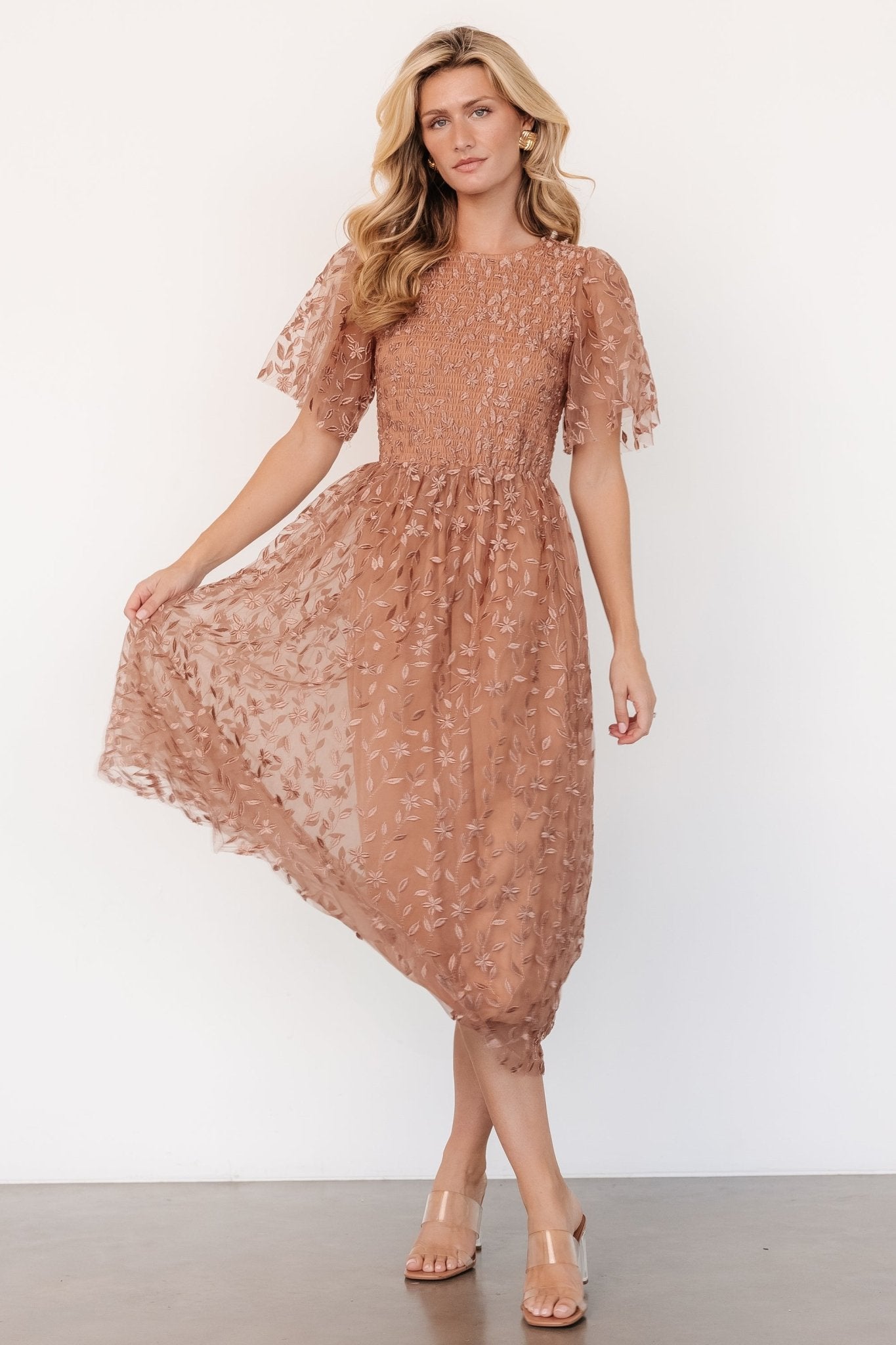 Kendra Embroidered Dress | Nude Rose - Baltic Born